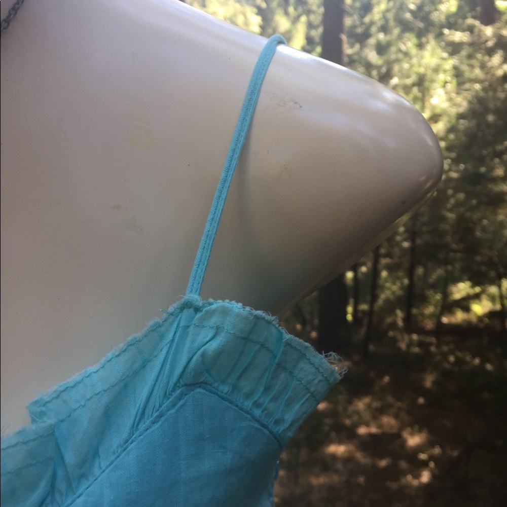 Raviva summer time cotton teal blue , scalloped lace trim camisole - Picture 4 of 12